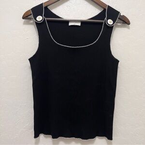 SANDRO Scallop Trim Tank Top Size 1 Ribbed Old Money Luxury